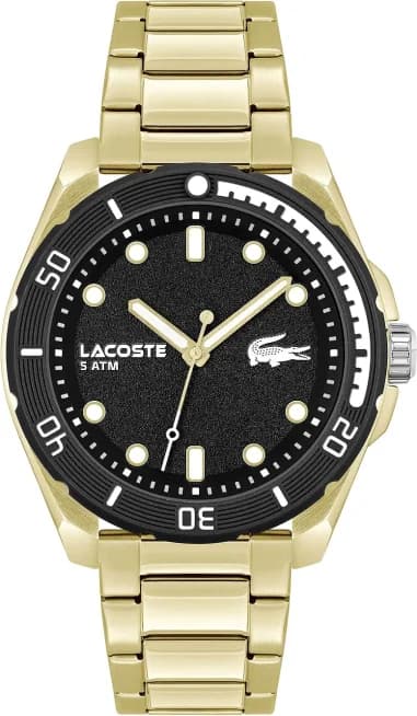 Lacoste Finn 2011287 Men's Watch Stainless Steel Gold Bracelet Black Dial