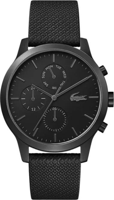 Lacoste 2010997 Black Leather Strap Men's Watch with Multifunctional Dial