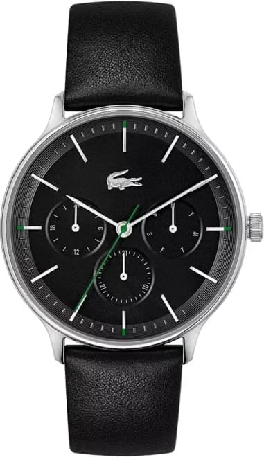 Lacoste 2011226 Black Leather Strap Men's Watch with Multifunction Dial