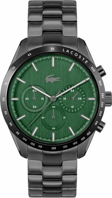 Lacoste 2011270 Black Stainless Steel Men's Watch with Green Multifunctional Dial
