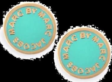 Boucles d'oreilles Marc by Marc Jacobs disque turquoise en acier doré