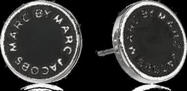 Boucles d'oreilles Marc by Marc Jacobs disque noir en acier argenté