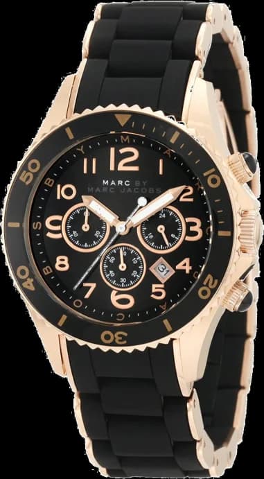 Montre Femme Marc By Marc Jacobs Rock Chrono MBM2553 noire et dorée rose