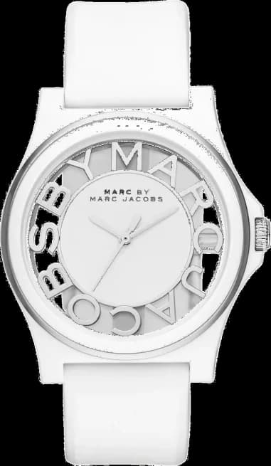 Montre Femme Marc Jacobs Henry MBM1241 blanche cadran transparent