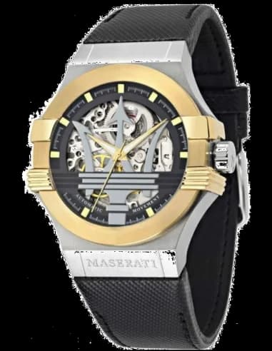 Montre automatique Maserati Potenza R8821108011 Squelette bracelet en cuir noir