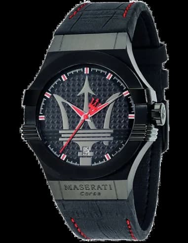 Montre Homme Maserati Potenza R8851108010 Bracelet cuir surpiqures rouges