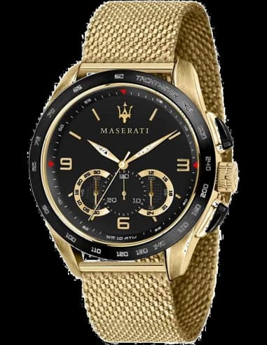 Montre Maserati Traguardo R8873612010 bracelet en maille milanaise or