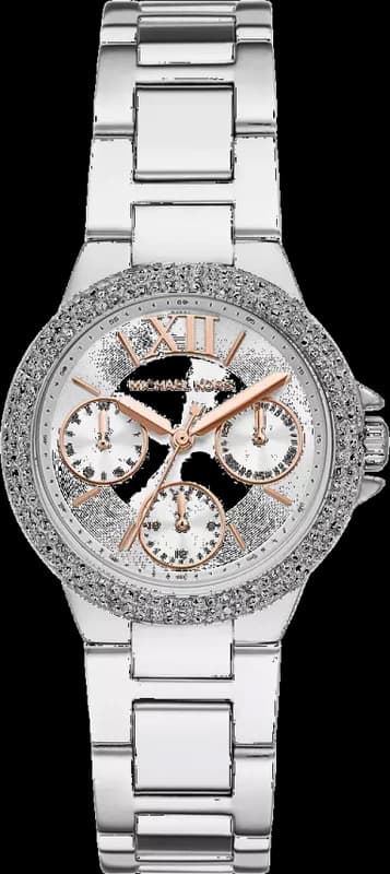 Montre femme Michael Kors Camille MK7198 Pave cadran blanc et bracelet en acier inoxydable argenté