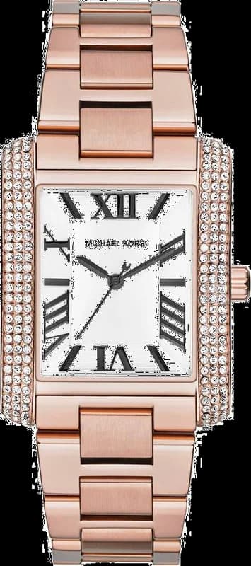 Montre Femme Michael Kors Emery MK3255 Boîtier rectangulaire or rose et strassé