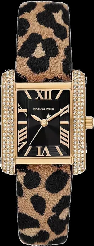 Montre femme Michael Kors Emery MK7387 cadran noir et bracelet en cuir bicolore