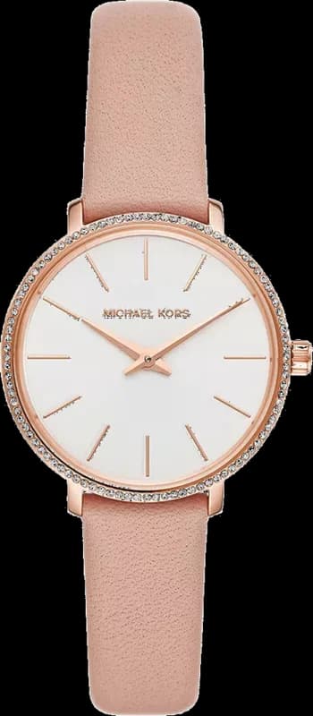 Montre Michael Kors Pyper MK2803 cadran blanc bracelet cuir rose