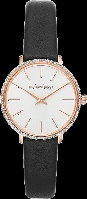 Montre Michael Kors Pyper MK2835 à cadran blanc bracelet cuir noir