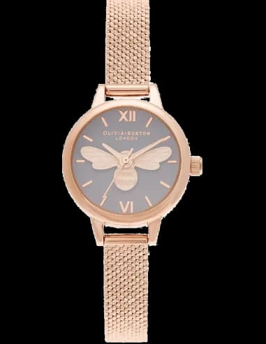 Montre Olivia Burton OB16MC54 Abeille 3D Cadran Gris et Maille Milanaise Argentée