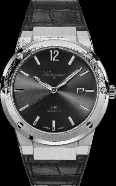 Salvatore Ferragamo SFDT00219 F-80 Slim Crocodile Leather Black 42mm Men's Watch