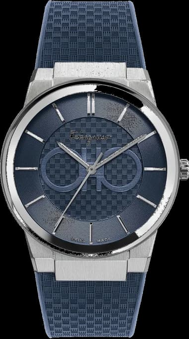 Salvatore Ferragamo SFHP00120 Stainless Steel and Blue Silicone Watch