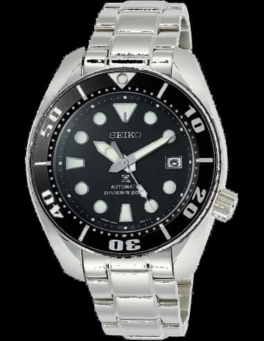 Montre Seiko SBDC031J1 Diver's Submariner en acier avec cadran noir et verre saphir
