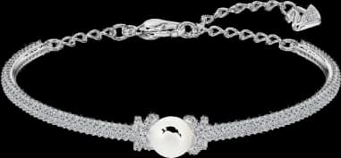 Swarovski 5461083 Adjustable Bangle Bracelet Rhodium-Plated Pearl and Crystals