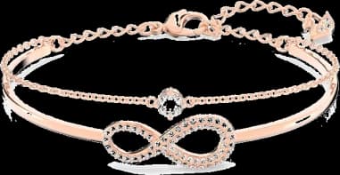 Swarovski Infinity Bracelet Rose Gold Plated White Crystals