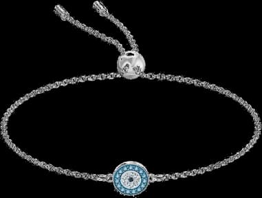 Swarovski Luckily Evil Eye 5468920 Rhodium-Plated Metal and Blue Crystal Bracelet