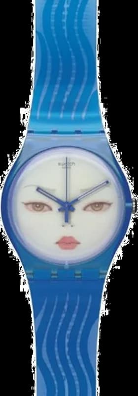 Swatch SUOZ107 Blue Strap and Illustrated Dial Watch
