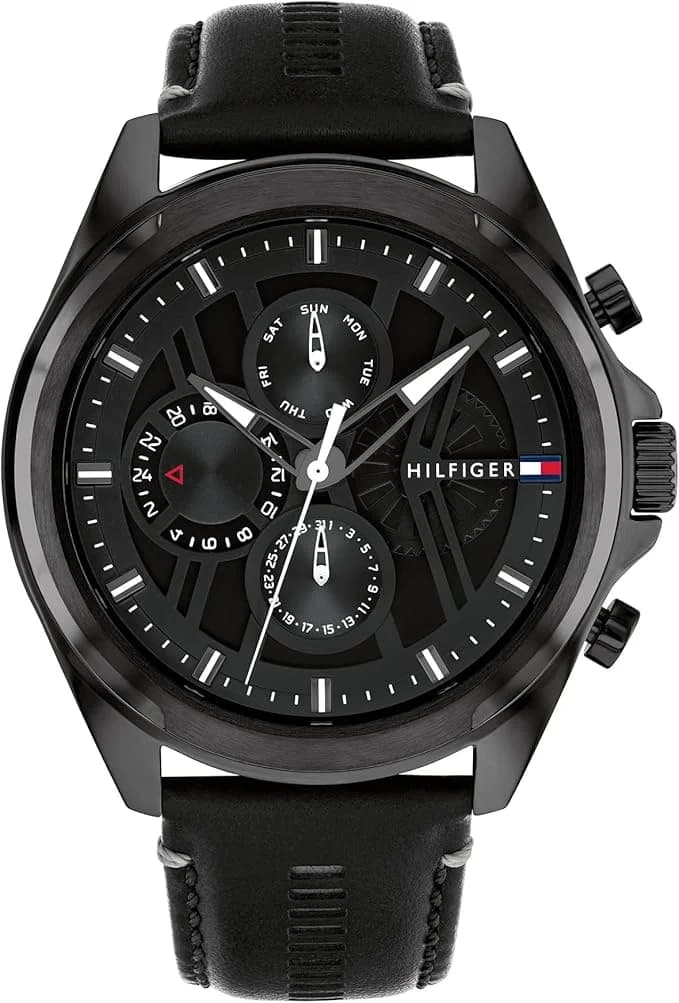 Tommy Hilfiger Jax 1710654 Men's Watch Black Dial Leather Strap