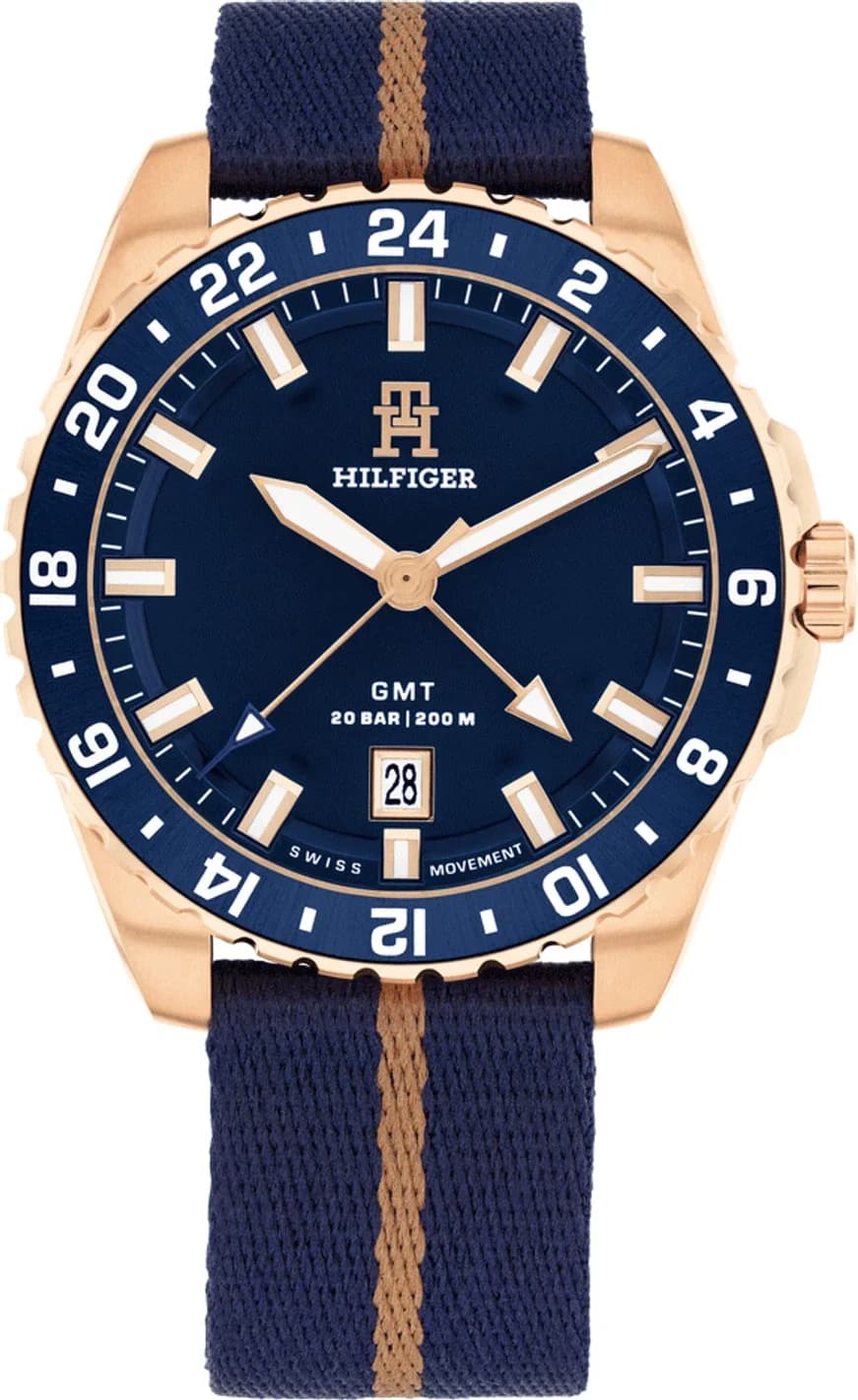 Tommy Hilfiger TH85 GMT 1792130 Men's Watch Blue Dial Fabric Strap