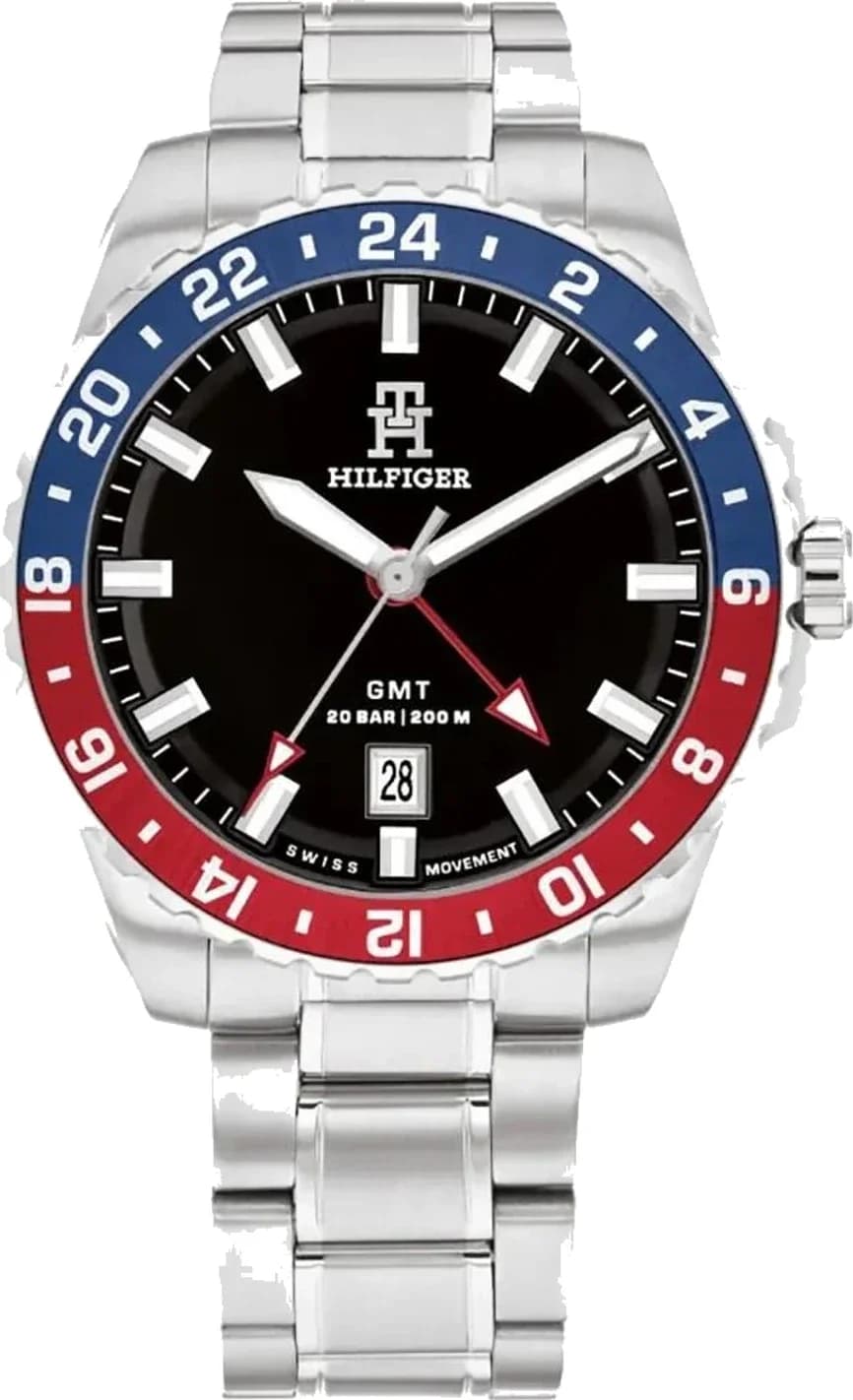 Tommy Hilfiger TH85 GMT 1792131 Black Dial Stainless Steel Men's Watch