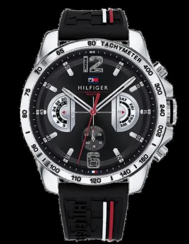 Montre Homme Tommy Hilfiger 1791473 Chronographe en Silicone Noir