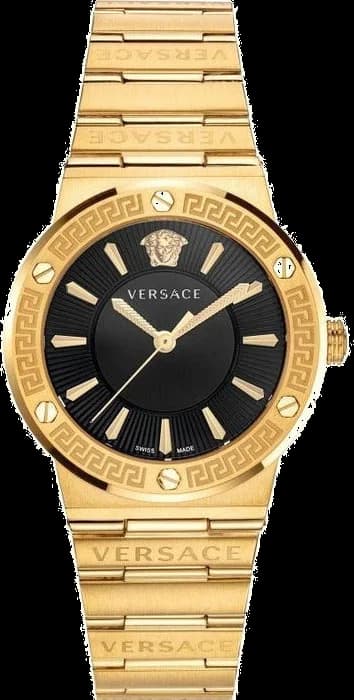 Versace VEVH00820 Greca Logo Gold Stainless Steel Black Dial Women's Watch