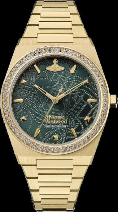 Vivienne Westwood VV244GDGR Gold Stainless Steel Bracelet Green Dial Women's Watch