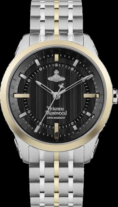 Vivienne Westwood VV262BKSG Two-Tone Stainless Steel Black Dial Women's Watch