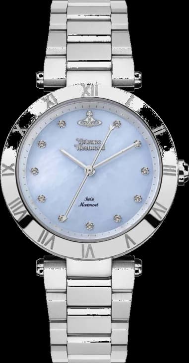 Vivienne Westwood VV206BLSL Silver Stainless Steel Bracelet Blue Mother-of-Pearl Dial Women's Watch