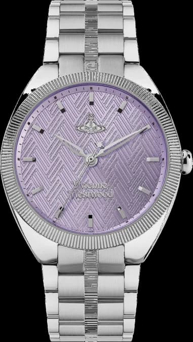 Vivienne Westwood VV281PPSL Silver Stainless Steel Bracelet Purple Dial Women's Watch