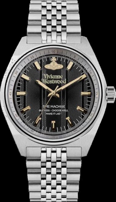 Vivienne Westwood VV251BKSL Silver Stainless Steel Bracelet Black Dial Men's Watch