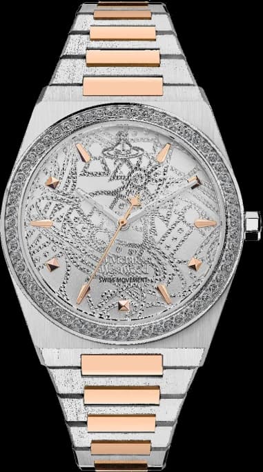 Vivienne Westwood VV244WSSR Two-Tone Bracelet and Rhinestone-Set Case Watch