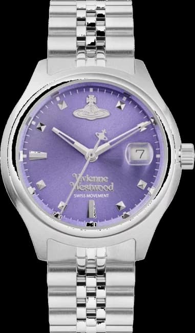 Vivienne Westwood VV311PPSL Silver Stainless Steel Watch with Purple Dial
